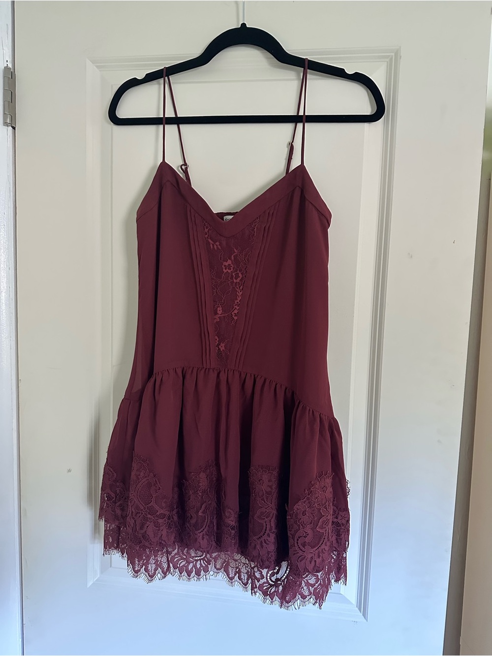 Abercrombie & Fitch Burgundy Lace-Trim Slip Dress